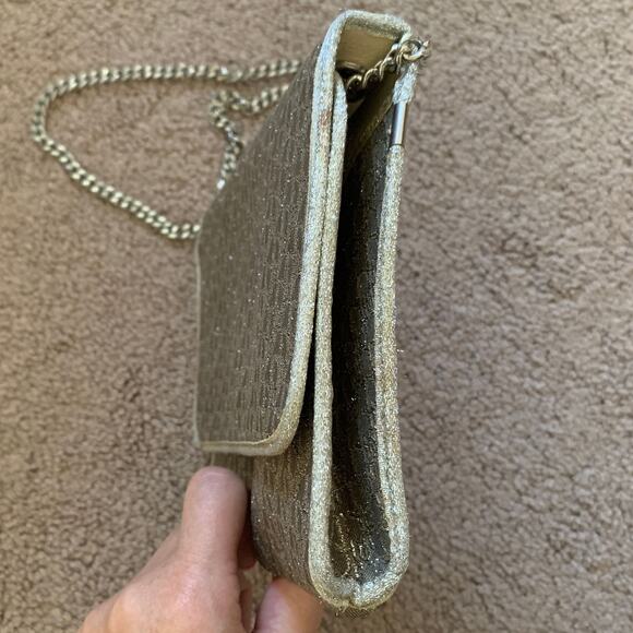 D1006 Christian Dior trotter oblique light gold and champagne color evening bag - Picture 5 of 7